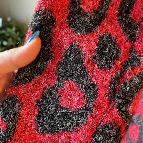 JOSEPH A cheetah red black open front collared cardigan size Oversized Small - Picture 6 of 11